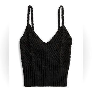 NWT J CREW v neck cropped sweater tank size large black